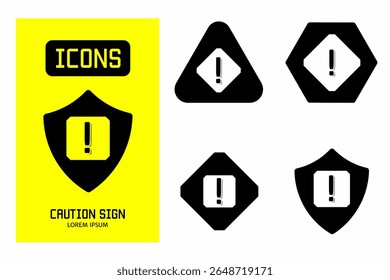 Caution sign icon. Collection vector illustration of icons for business. Black icon design.