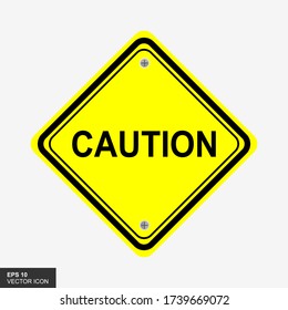 Caution - Caution sign isolated on white background.