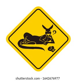A caution sign with kangaroo symbol on white background. Vector illustration.