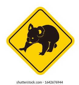 A caution sign with Koala symbol on white background. Vector illustration.