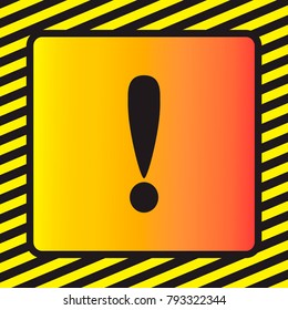 Caution sign with line yellow and black color.