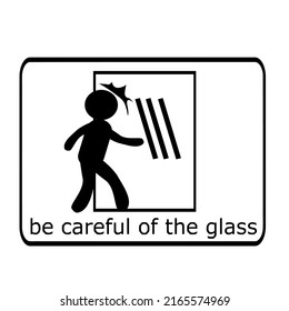 Caution sign in the mirror.There is a symbol depicting a person walking into a mirror.Isolated vector illustration on a white background.