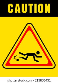 caution sign on white background