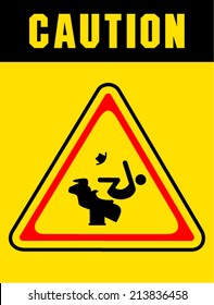 caution sign on white background