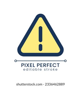 Caution sign pixel perfect RGB color ui icon. Warning. Important notification. Simple filled line element. GUI, UX design for mobile app. Vector isolated pictogram. Editable stroke. Poppins font used