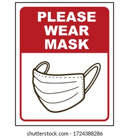 Caution Sign Please Wear Mask On Stock Vector (Royalty Free) 1724388286