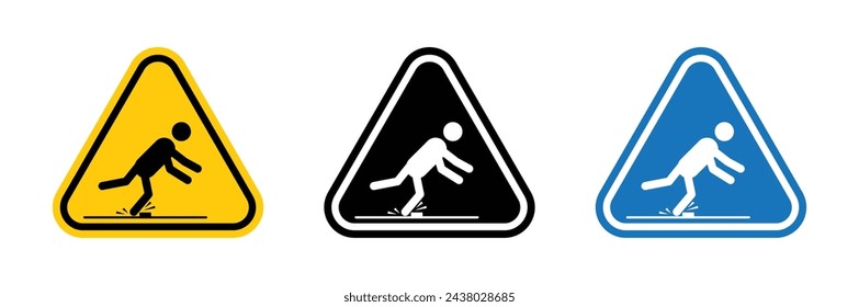 Señal de precaución para posibles peligros de tropiezo. Aviso de Obstáculos en el Piso.