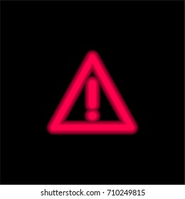 Caution sign red glowing neon ui ux icon. Glowing sign logo vector