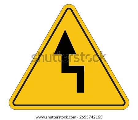 Caution Sign for Road Curvature and Direction Change Ahead