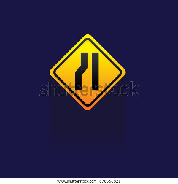Caution Sign Road on blue background. vector. logo.\
icon. symbol. Traffic\
Signs