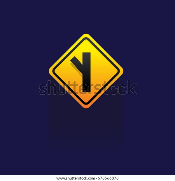Caution Sign Road on blue background. vector. logo.\
icon. symbol. Traffic\
Signs