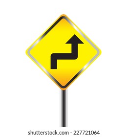 Caution Sign road on Isolated background