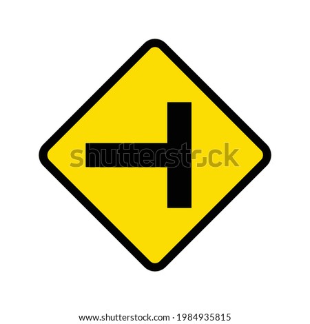 Caution Sign Road on isolated background. Left sign.
