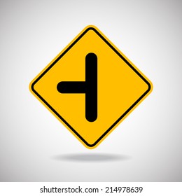 Caution Sign Road. Vector Illustration