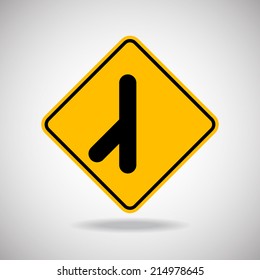 Caution Sign Road. Vector Illustration