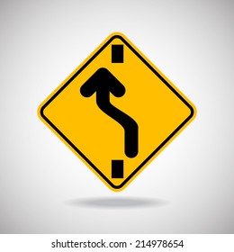 Caution Sign Road. Vector Illustration