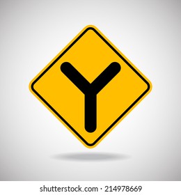Caution Sign Road. Vector Illustration