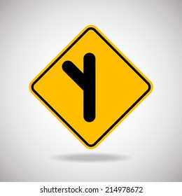 Caution Sign Road. Vector Illustration