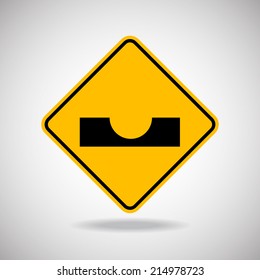 Caution Sign Road. Vector Illustration