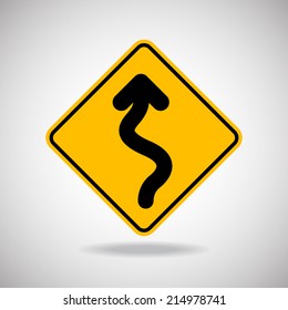 Caution Sign Road. Vector Illustration