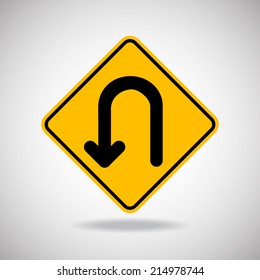 Caution Sign Road. Vector Illustration