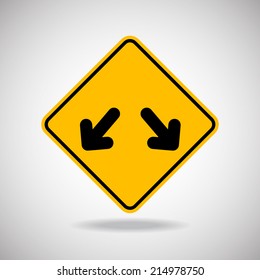 Caution Sign Road. Vector Illustration