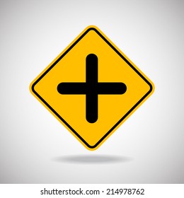 Caution Sign Road. Vector Illustration
