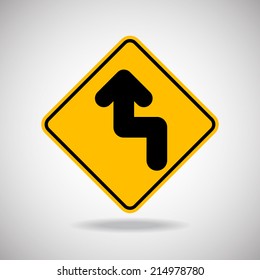 Caution Sign Road. Vector Illustration