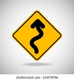 Caution Sign Road. Vector Illustration