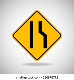 Caution Sign Road. Vector Illustration