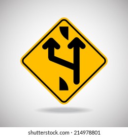 Caution Sign Road. Vector Illustration