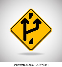 Caution Sign Road. Vector Illustration