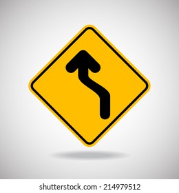 Caution Sign Road. Vector Illustration