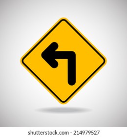 Caution Sign Road. Vector Illustration