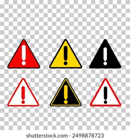 Caution sign set with transparent background