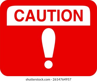 Caution Sign Symbol with White and Red Design
