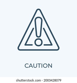 Caution sign in triangle editable stroke thin vector line icon.