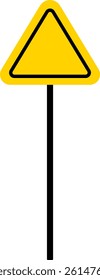 Caution Sign Triangle on Metal Pole