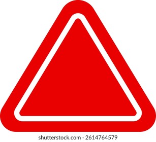 Caution Sign Triangle Shape for Street Sign. Blank Frame Red Color.