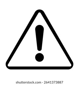 Caution Sign Vector, Black Triangle Warning Symbol.