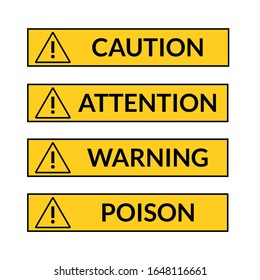 Icono vectorial de signo de precaución. Icono cuadrado de advertencia de peligro.