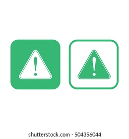 Caution sign vector icon. Green and white