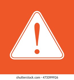 Caution sign vector icon. Orange background