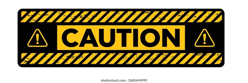 Un Vector de signo de precaución. Ilustración aislar etiqueta de fondo.