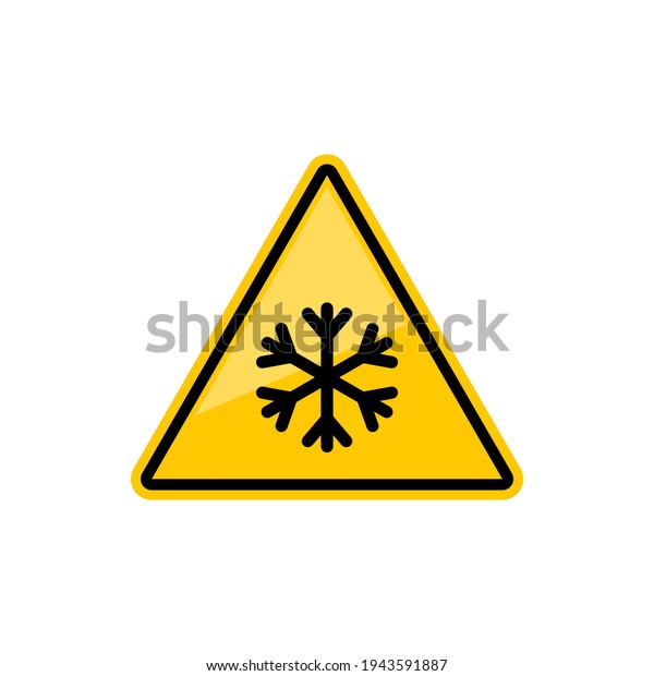 Caution sign watch out ice, snowflake in yellow\
triangle isolated. Vector warning failing ice, safety symbol.\
Dangerous slippery road, highway or street, be careful while\
driving on icy road