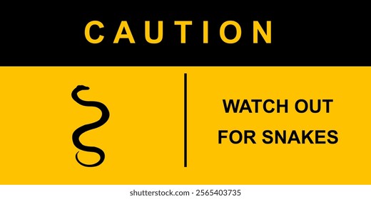 Caution sign watch out for snakes vector design concept. a sign to tell people to be careful because there are poisonous wild snakes.