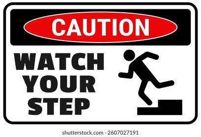 Caution sign watch your step or mind your step sign, banner for design, Sticker for hospital and offices floor, Public spaces.