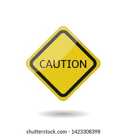 Caution sign. Yellow warning icon, Vector illustration