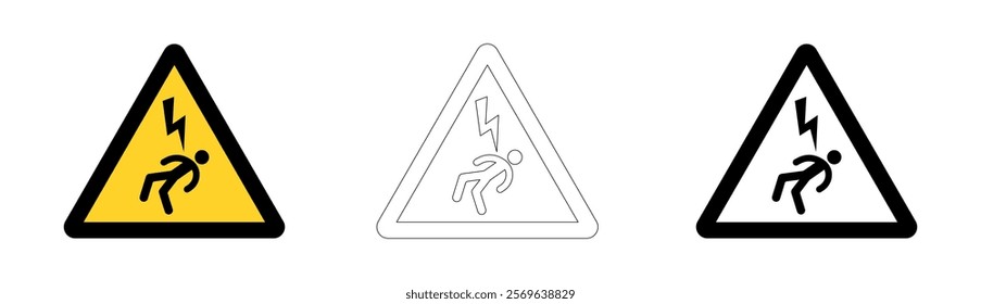  Caution signage for electrical hazard. Vector format
