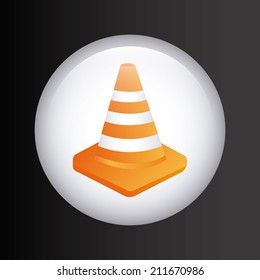 caution signal over black background vector illustration